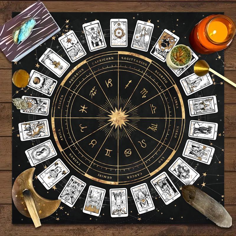 Board Game Maker - 1pc Tarot Card Tablecloth, 12 Zodiac