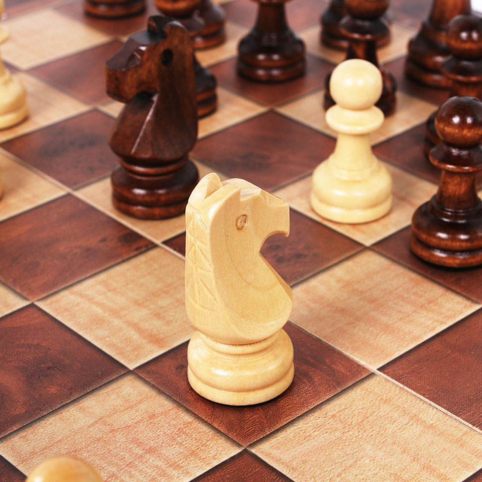 Board Game Vantage - 3 in 1 Wooden Chess Backgammon