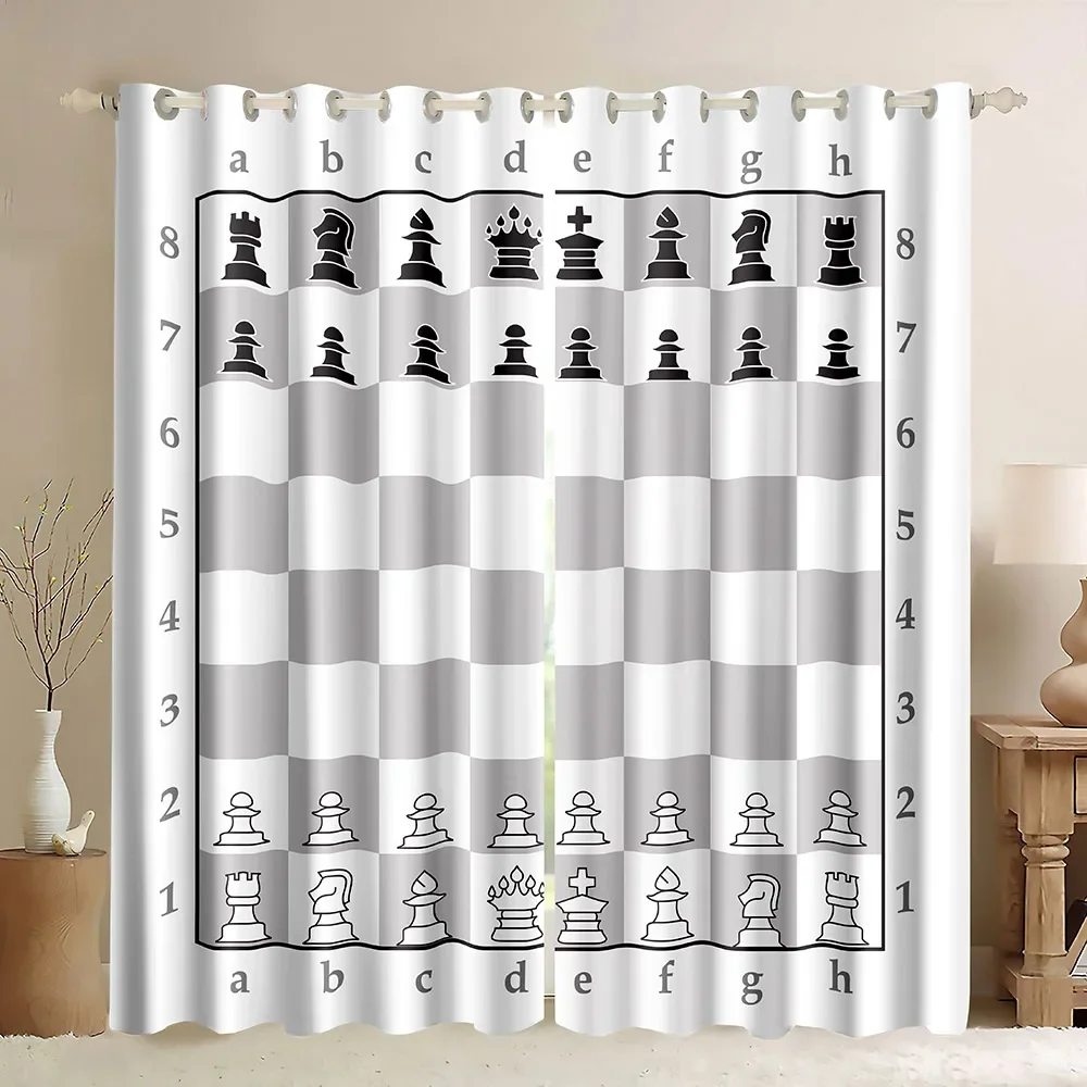 Chessboard  Window Curtains In - Board Game Cafe ulasan dan harga