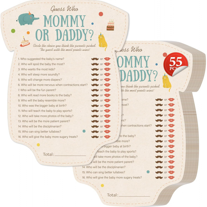 10pcs Baby Shower Games, Gende - Board Game Who Is It ulasan dan harga